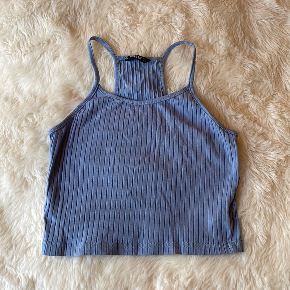 Blue ribbed tank SHEIN